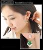 Emerald Green 18K Gold Princess Dangle Hollywood Celebrity Jewelry Earrings, 18KGP,