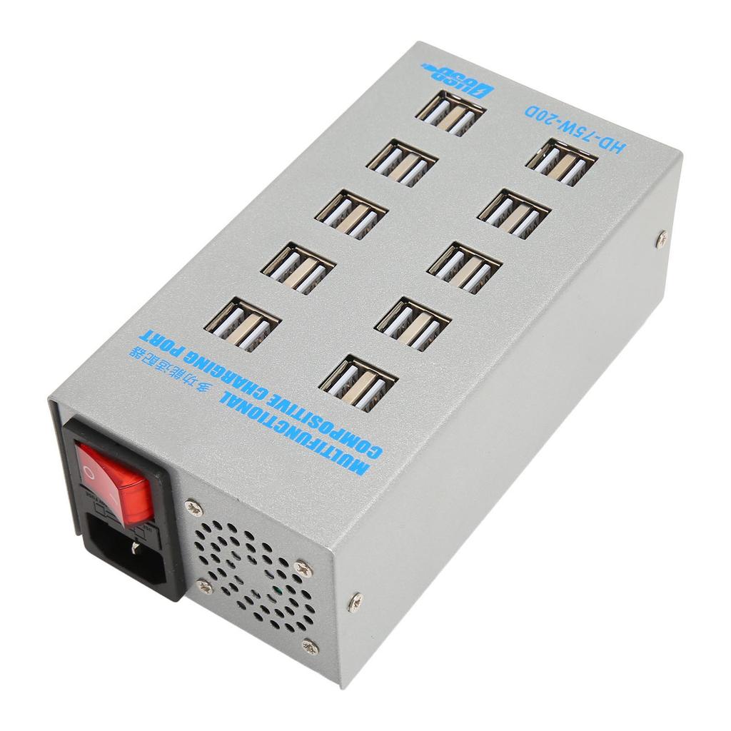 USB Charging Station 75W 20 Ports USB Charger Circuit Protection USB Charging Hub 100‑240V for