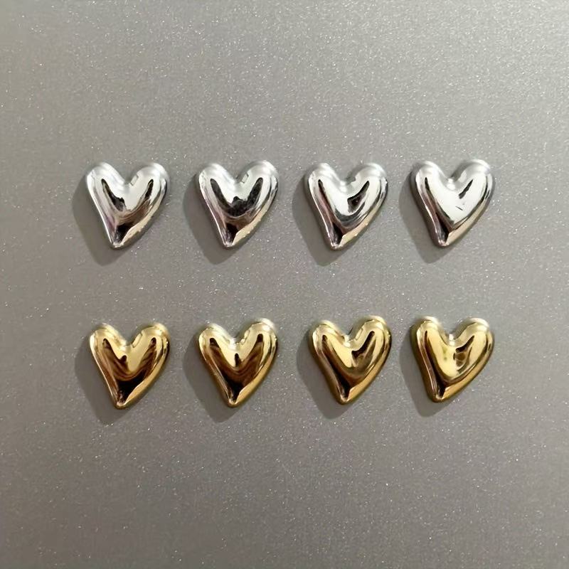 8pcs Electroplated Heart-shaped Refrigerator Magnets, with Photo and Message Attachments, for Home Decoration