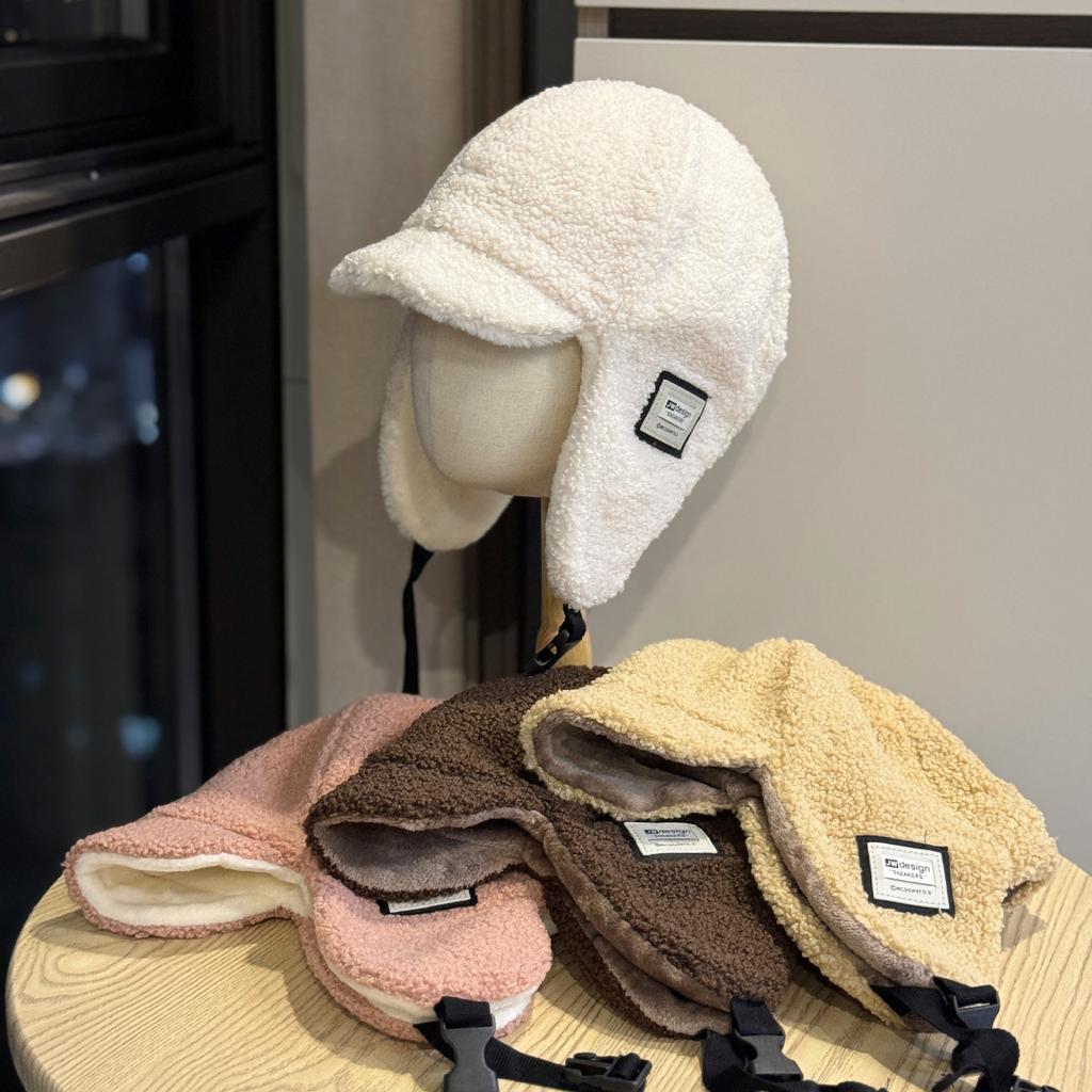 New Outdoor Cold Proof Lei Feng Hat for Men In Winter Plus Velvet and Thickened Warm Cotton Hat for Women Lamb Velvet Ear Protection Flying Hat