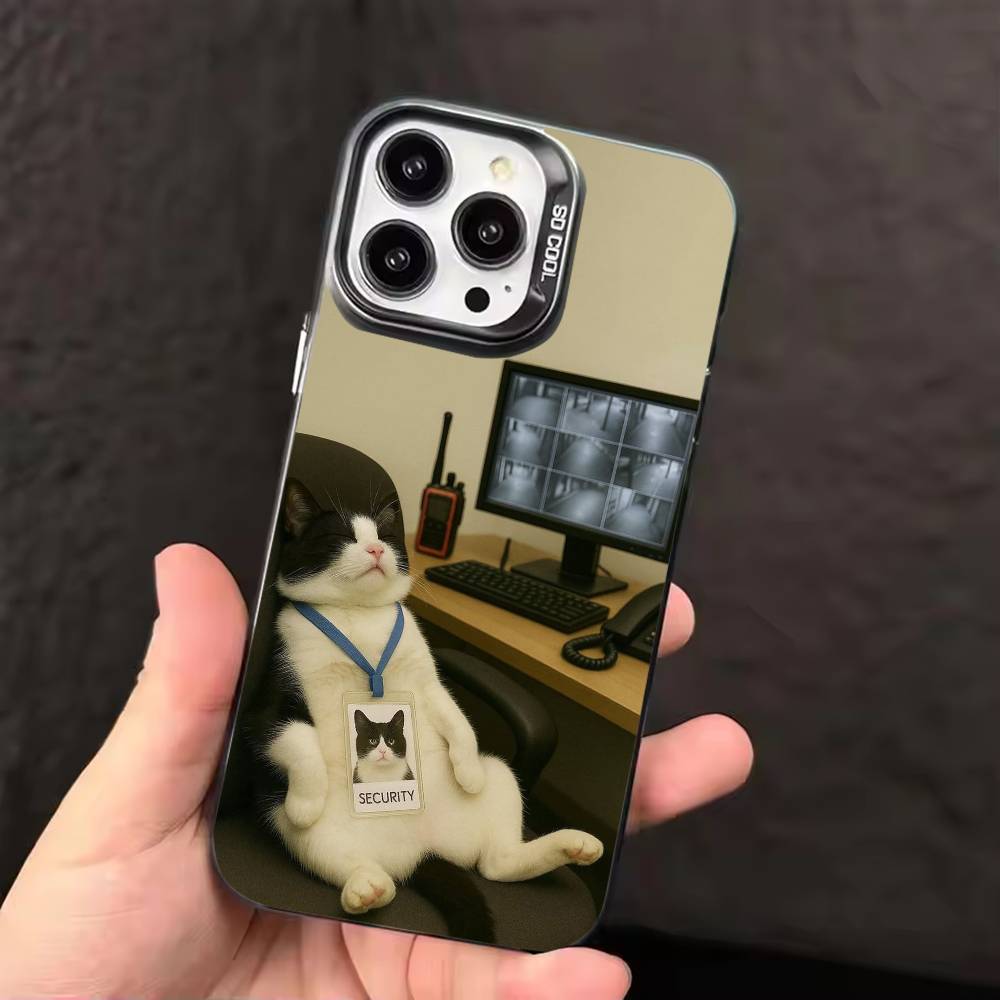 Funny office cats  Phone Case For iPhone 17,16,15,14,13,12,11,Pro Max,Plus Candy Silver Cover