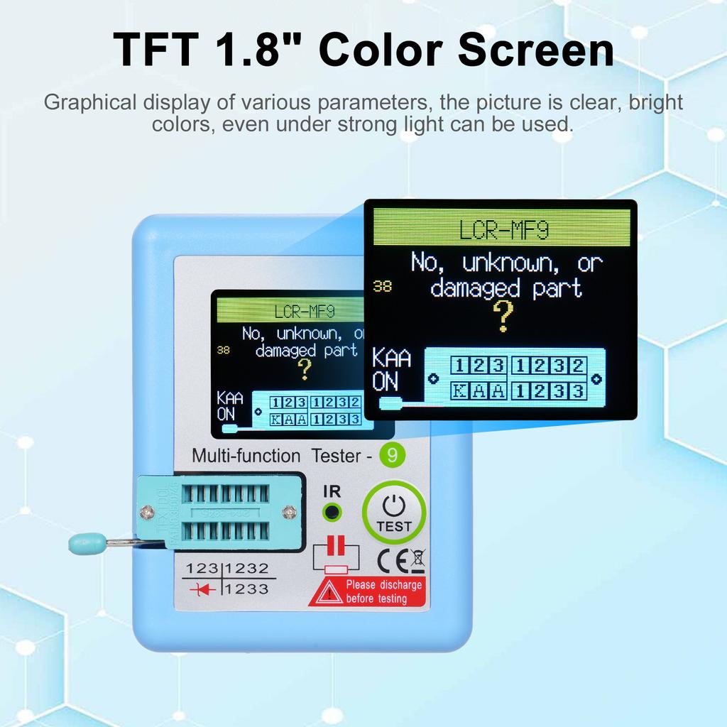 LCRMF9 1,8"" TFT LCD Display Multimeter Transistortester Diode Triode Kondensator Widerstandstest