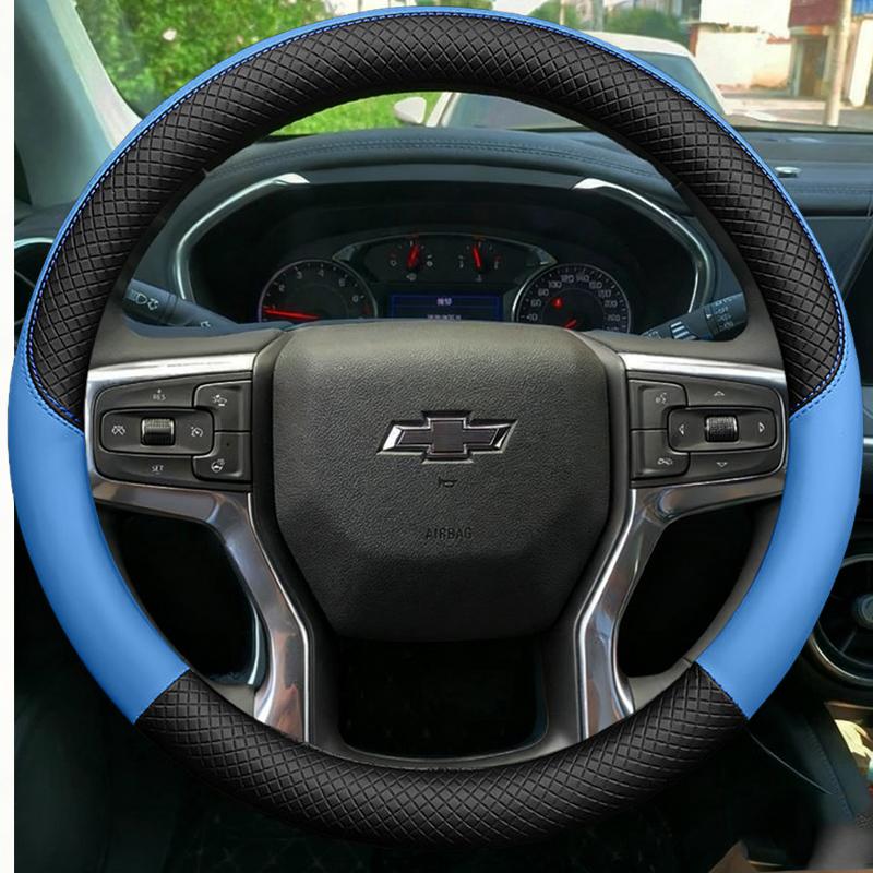 Microfiber Leather Car Steering Wheel Cover For Chevrolet Blazer 19-22 Silverado 19-21 3500HD 20-21 Suburban Tahoe 21