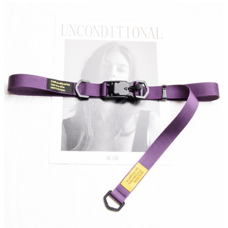 Cinto de lona de nylon hip hop vento 2,5 cm Yu Wenle mesma função de fivela magnética, cinto de macacão de marca da moda masculino