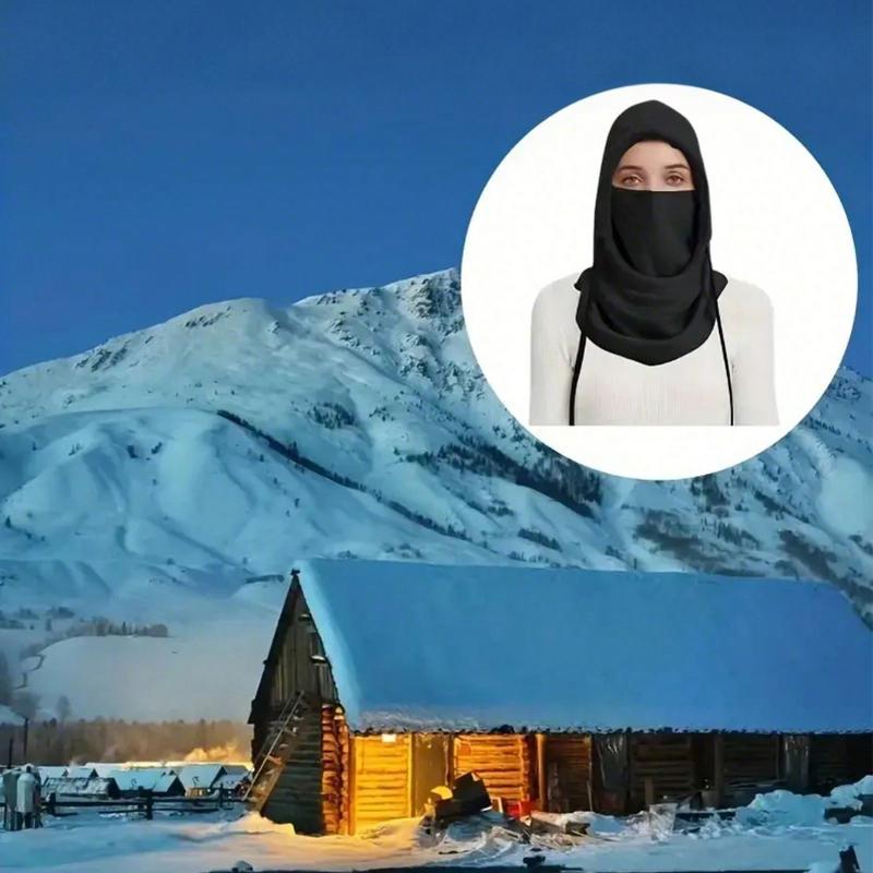 A Woman's Black Fleece Balaclava Hat, Sun Proof Cycling Hat