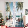 Set Of 2 Flat Printing Merry Christmas Drapes Beach Tree Surfboard Gifts Polyester Without Electricity Spring Use Curtain