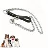 Heavy-Duty Dog Chain Leash 120cm Durable Leather Handle Chew-Resistant Metal Link Ideal for Large Breeds Pet Training & Walking