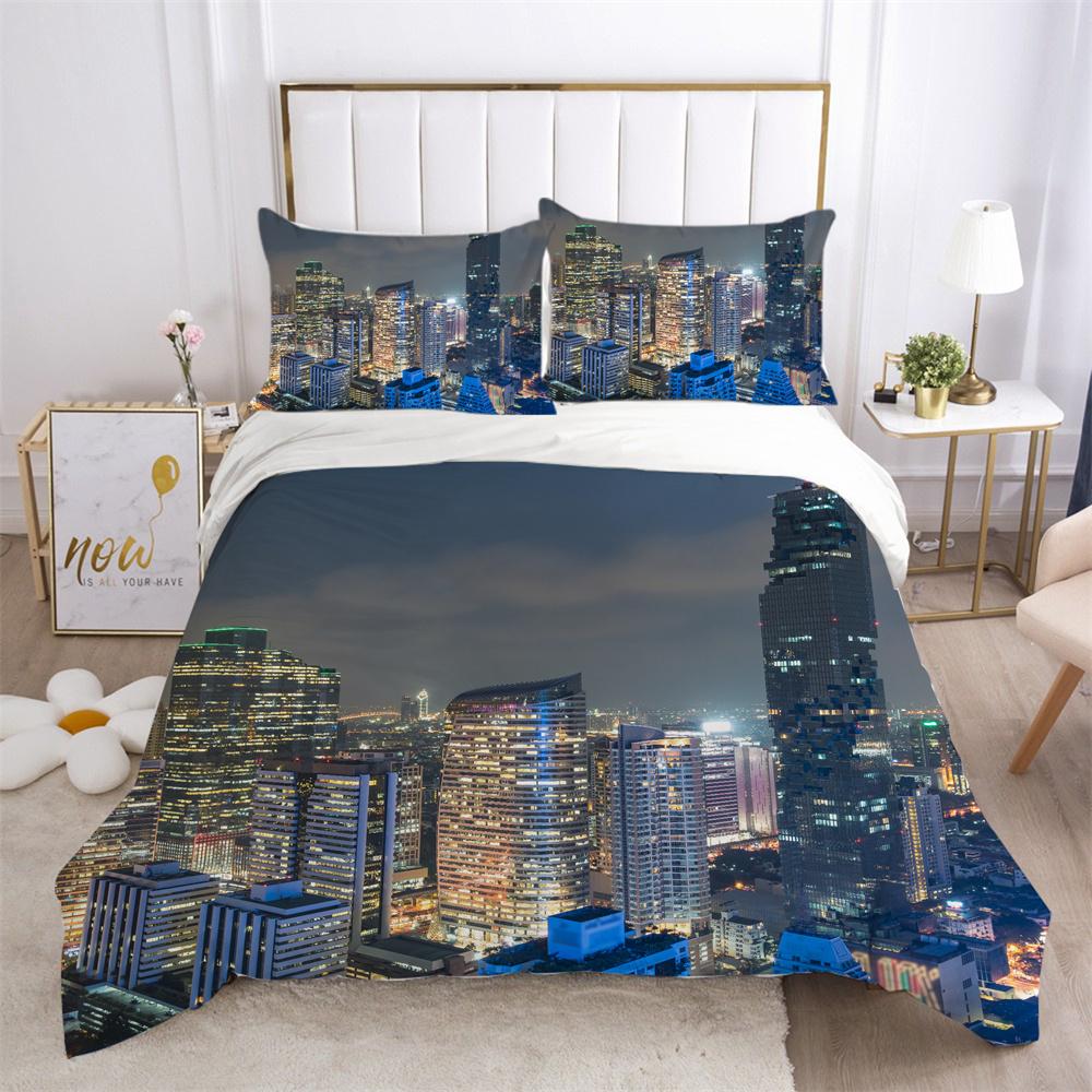 Architectural Printed Bedding Set Microfiber Teens Double Size Bed Set Cover Fashion Highend Home Textiles