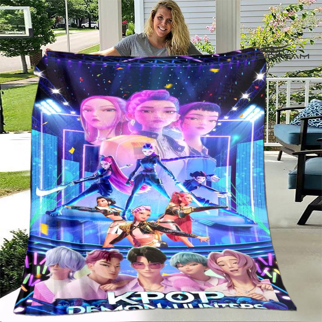 3D KPop Demon Hunters Cartoon blanket Warm blankets Soft and comfortable blanket Home Travel Blankets bed linings Birthday Gift