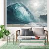 1pc Wave Theme 2D Background Cloth - Durable polyester, a vibrant indoor/outdoor party decoration for birthdays