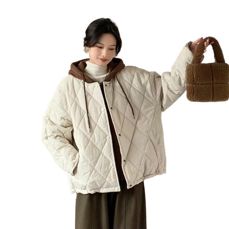 Stylish Quilted Hooded Cotton Jacket - Women's Winter Two-Piece Outerwear
