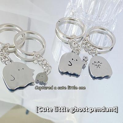 Cartoon Little Ghost Couple Keychain Pendant Cute Key Ring Bag Jewelry