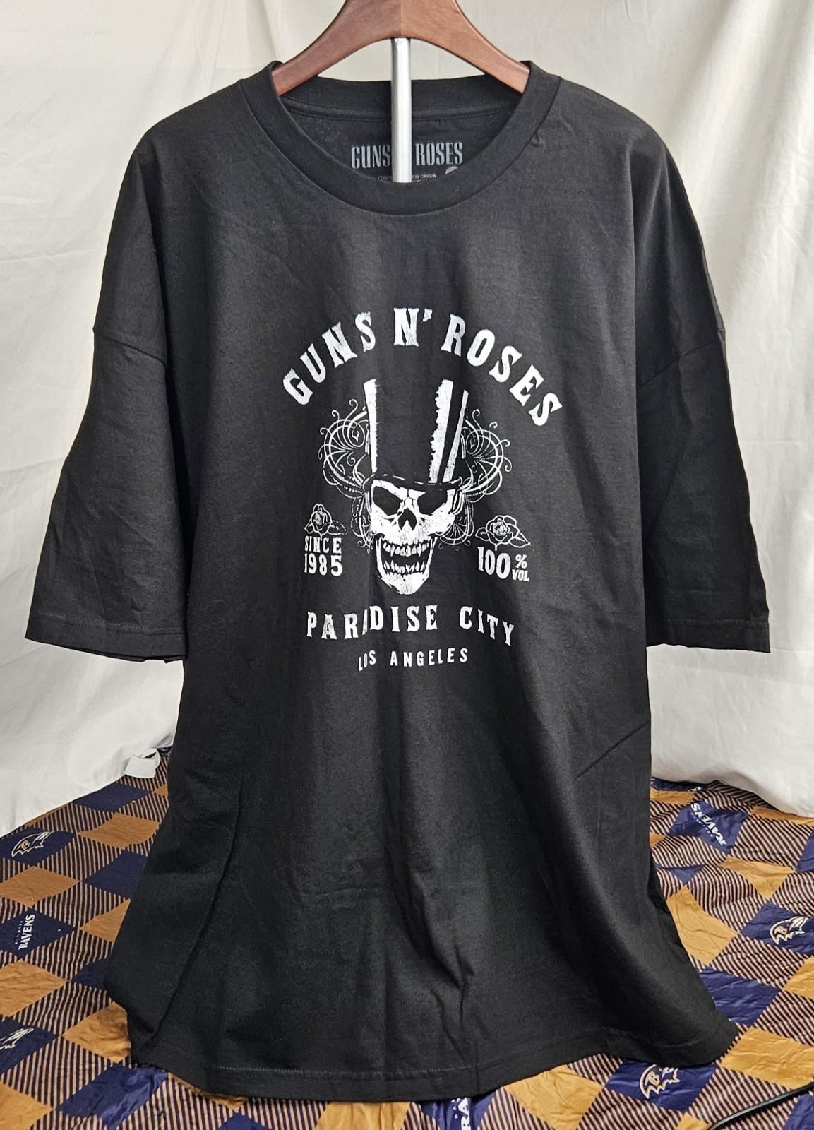 Men s Guns N Roses Official Licensed Heavy Weight Size 4XL Black Unisex T-Shirt S
