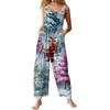 Womens Casual Overalls Jumpsuits Adjustable Straps Sleeveless Print Comfy Rompers With Pocket