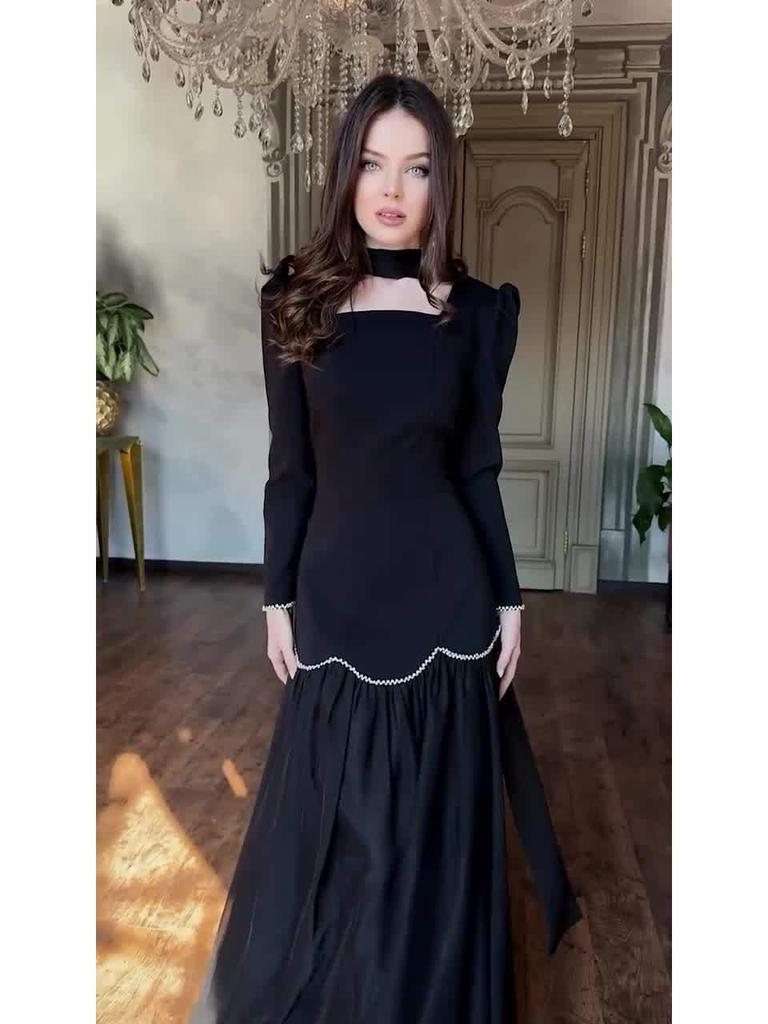 2025 Elegant Retro European Court Style Long Sleeve Dress