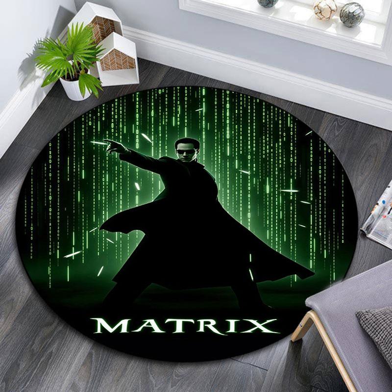 Matrix Pattern Round rug,Carpet Rug for Living Room Bedroom Playroom ,Non-slip Floor Mat,Holiday Gifts and Birthday Gifts.