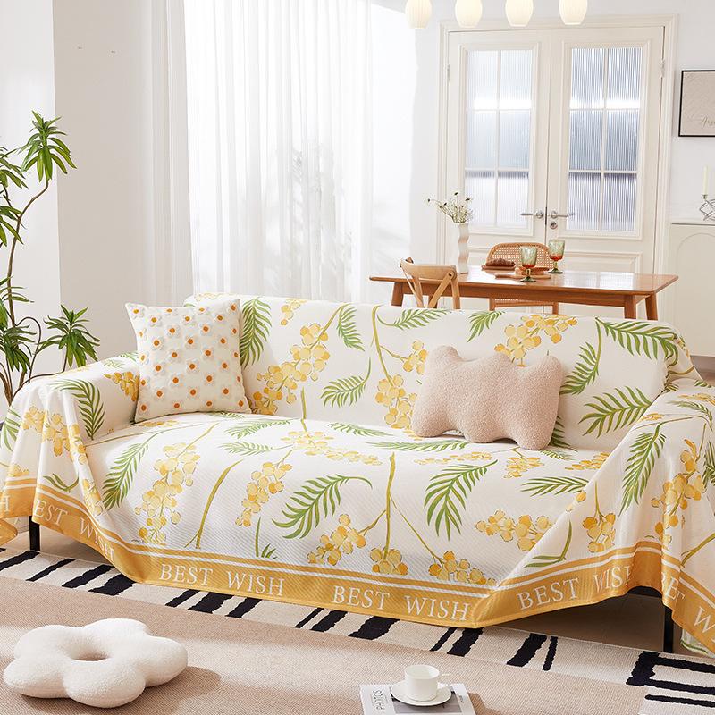 Summer Ice Silk Sofa Towel Muqing All-Inclusive Sofa Cover Dust Cover Cool Breathable Living Room One-Piece Sofa Cover Cloth