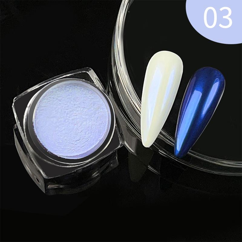 1Bottle White Chrome Pearl Nail Powder Shine Glitter Shell Auroras Nail Dust Mirror Effect Pigment Manicure Nail Art Decoration