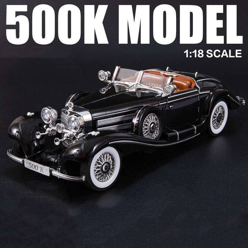 1:18 Mercedes Benz 500K 1936 Legierung Miniatur Klassisches Auto Maßstabsmodell Druckguss Metallmodell SoundLicht Kinder Spielzeug Geschenk Fahrzeug
