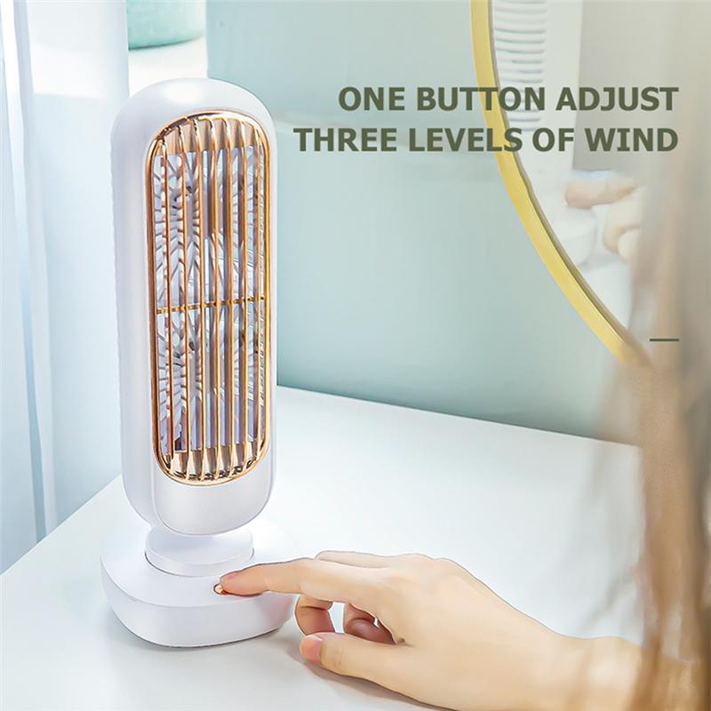 New Stand Mini USB Fan Battery Rechargeable Tower Table Fan Type-C Portable Desktop Air Cooler for Home Study Camping 2