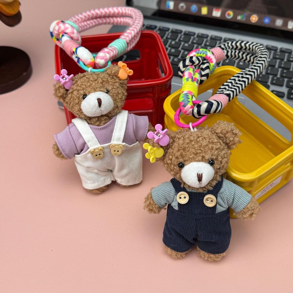 Cute Plush Bear Doll Pendant Creative Keychain Bag Charm Accessory Soft Stuffed Animal Toy Decoration