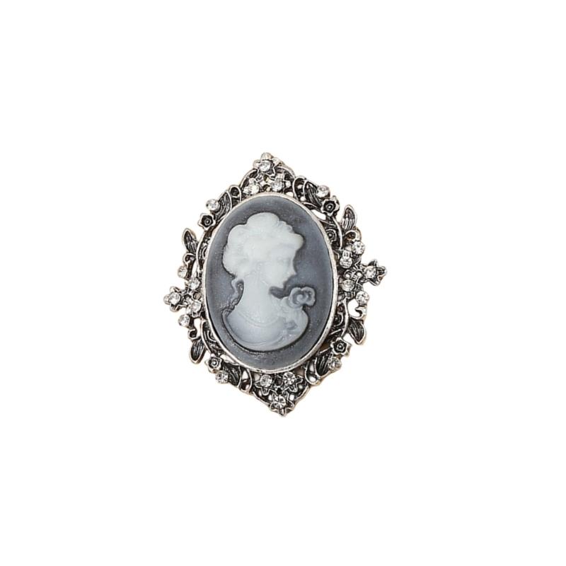 Gothic Retro Black Victorian Cameo Elegant Queen Head Portrait Choker Crystal Pendent Necklace for Women and Girls Jewelry
