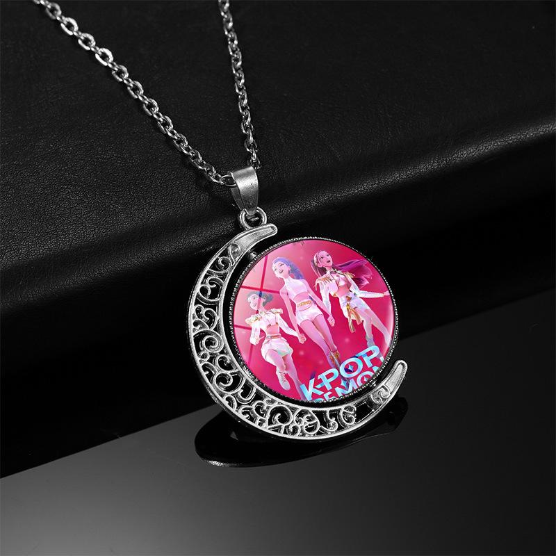 Double-Sided Rotating Moon Pendant Necklace - K-POP Demon Hunter Trio Jewelry