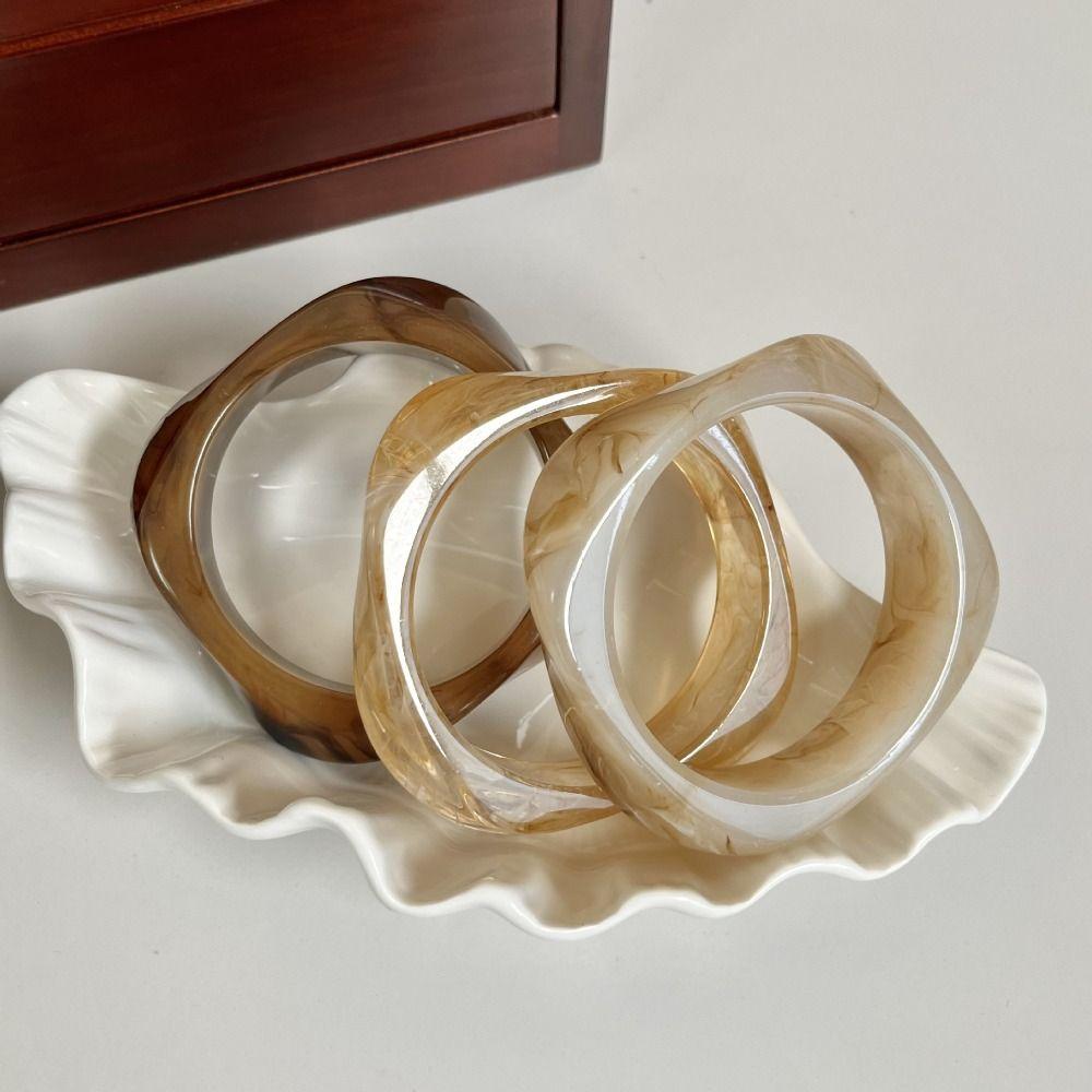 Europe American Style Acrylic Bangle Smudging Retro  Hand Ring Irregular Wide Bracelet  Women