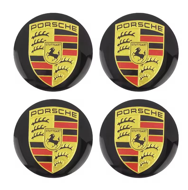 

4pcs 56mm For Porsche Cayenne Panamera Macan 911 Taycan Boxster Cayman 918 Pajun Car Wheel Center Caps Rim Cap Logo Stickers