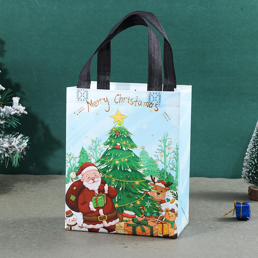 

Різдвяні подарункові пакети, подарункові пакувальні сумки, Дід Мороз, Сніговик, Різдвяна ялинка, сумки з нетканого матеріалу 4pc світло-синій колір