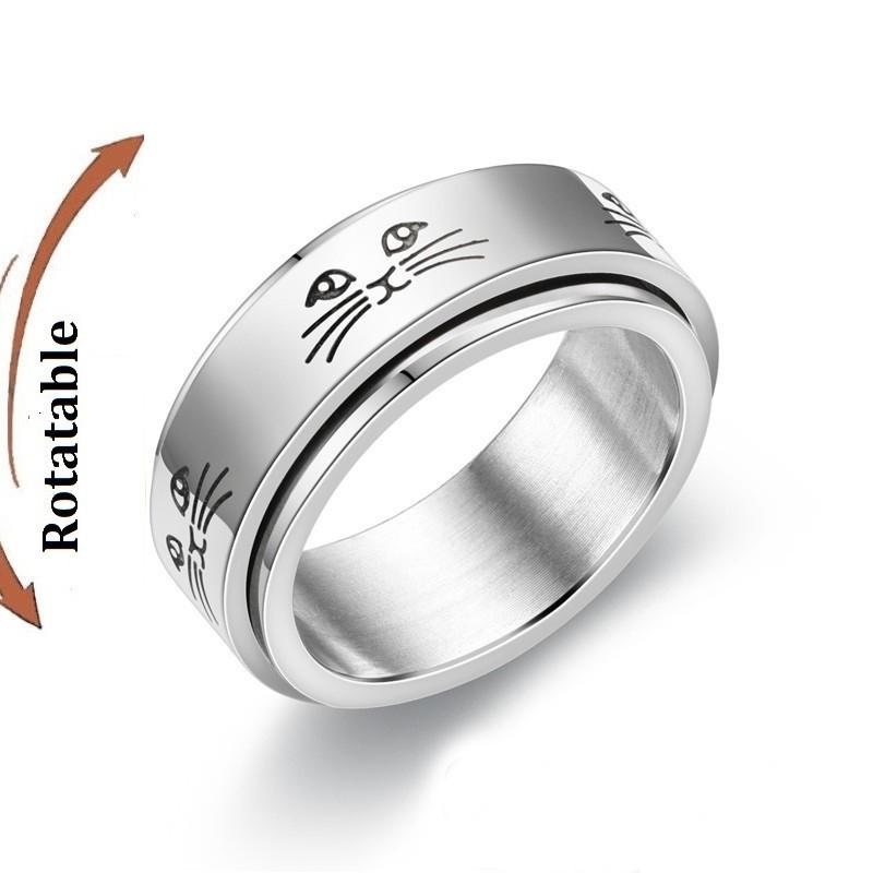 Copper Color Spinning Anxiety Rings for Men Women Star Moon Relaxing Ring 2025 Stainless Steel Anti Stress Rings Knuckle Zircon