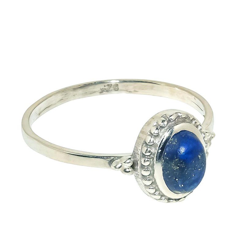 

Solid 925 Sterling Silver Lapis Lazuli Gemstone Boho Designer Stacking Ring Women Jewelry 11
