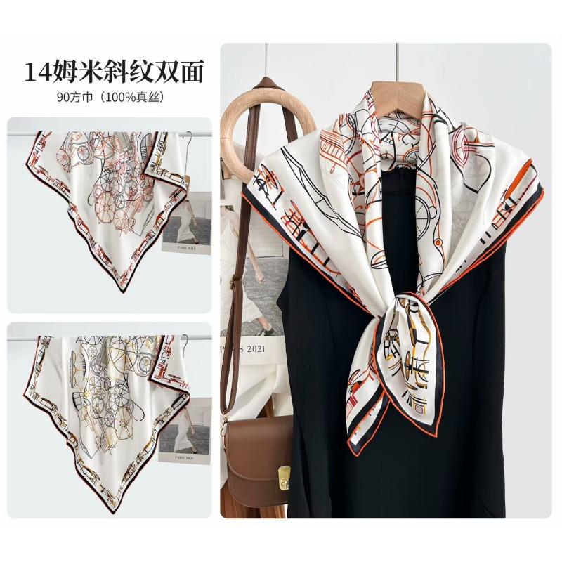 Silk twill 14 mmi large silk scarf women's fashion versatile high-end mulberry silk square scarf light luxury versatile 90 shawl