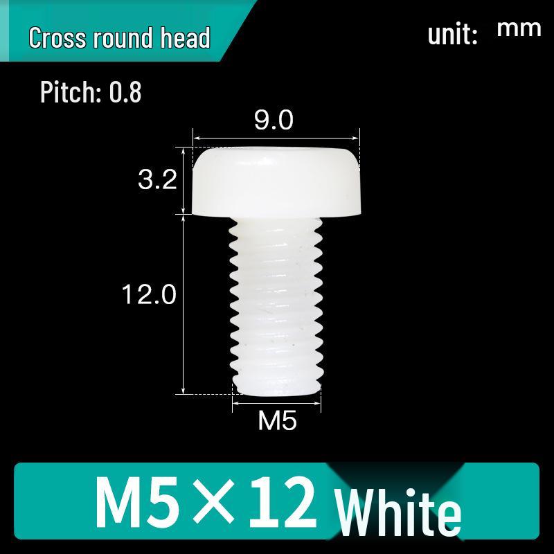 Vite in Nylon PA66 a Testa Tonda - M2, M3, M4, M5, M6, M8 Bullone di Fissaggio in Plastica