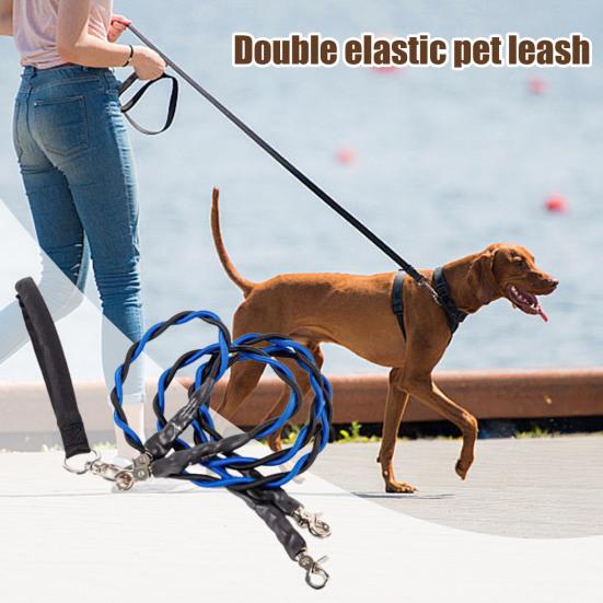 Dvojité bungee vodítko pro psy Bez zamotávání 360stupňová otočná karabina Dvojité vodítko pro psy Vodítko pro výcvik chůze se psem Rozbočovač pro střední a velká plemena