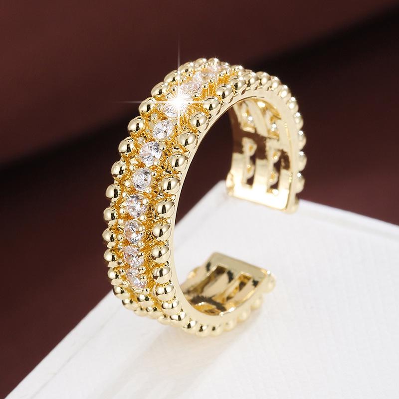 Elegant Adjustable Zirconia Copper Ring for Men and Women