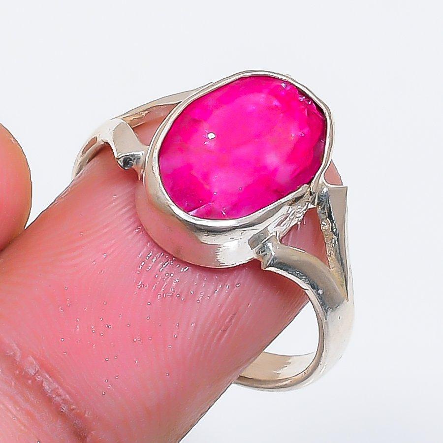 Natural Ruby(Simulated) Gemstone 925 Sterling Silver Jewelry Ring Size 7 ZS-1839