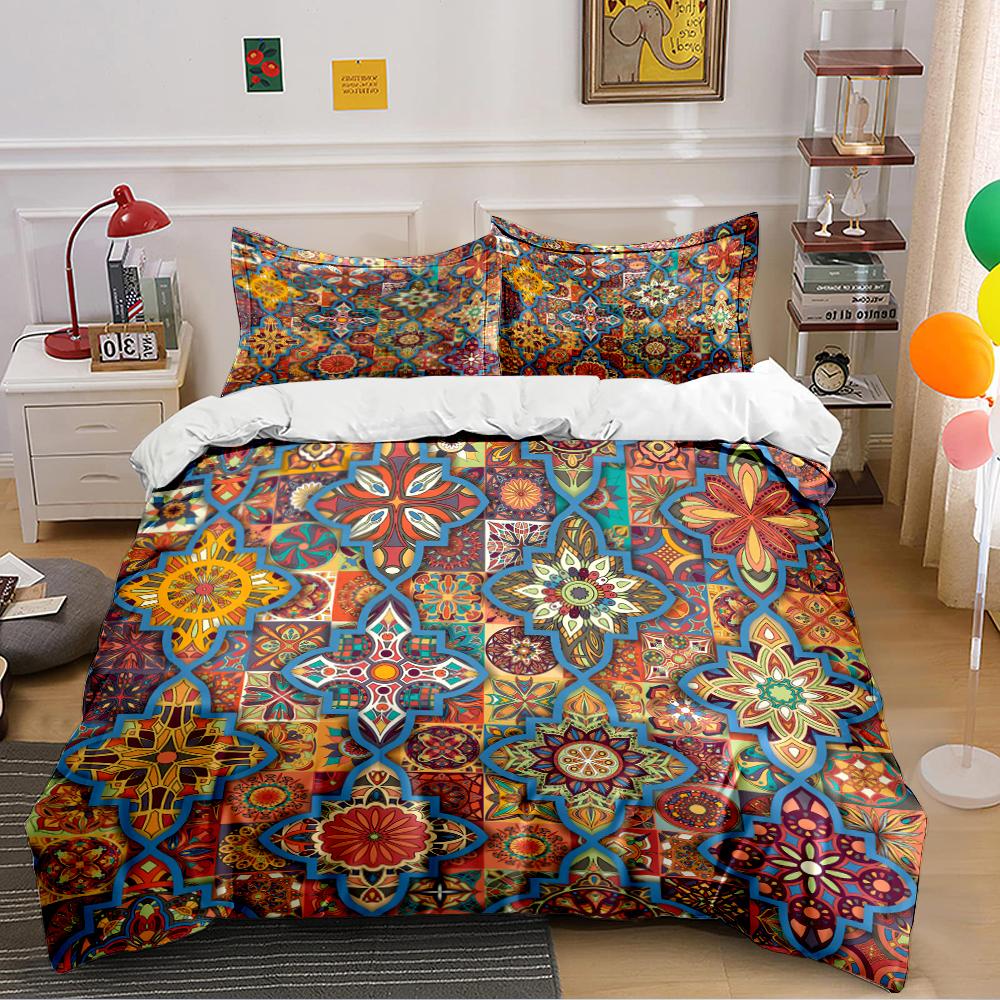 Colorful Geometric Floral Bedding Set Bedding set (1 duvet cover, 2 pillowcases, duvet not included)