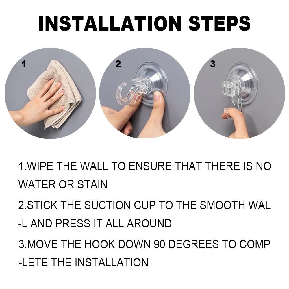 4/8 ks háčků na přísavky Průhledné opakovaně použitelné háky na vakuové přísavky pro vysoké zatížení pro sklo sprchový kout stěna okno kuchyně koupelna