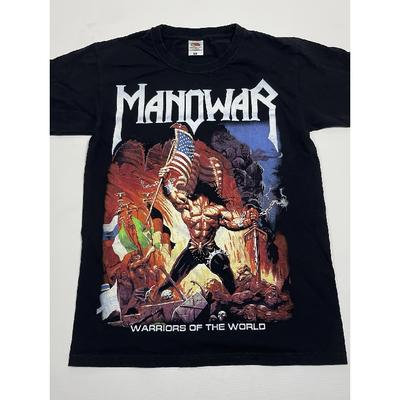 Schwarzes Baumwoll-T-Shirt für Herren mit kräftigem Krieger-Grafikdruck, kurze Ärmel, Rundhalsausschnitt, lockere Passform, ideal für Freizeitkleidung oder Musikfans