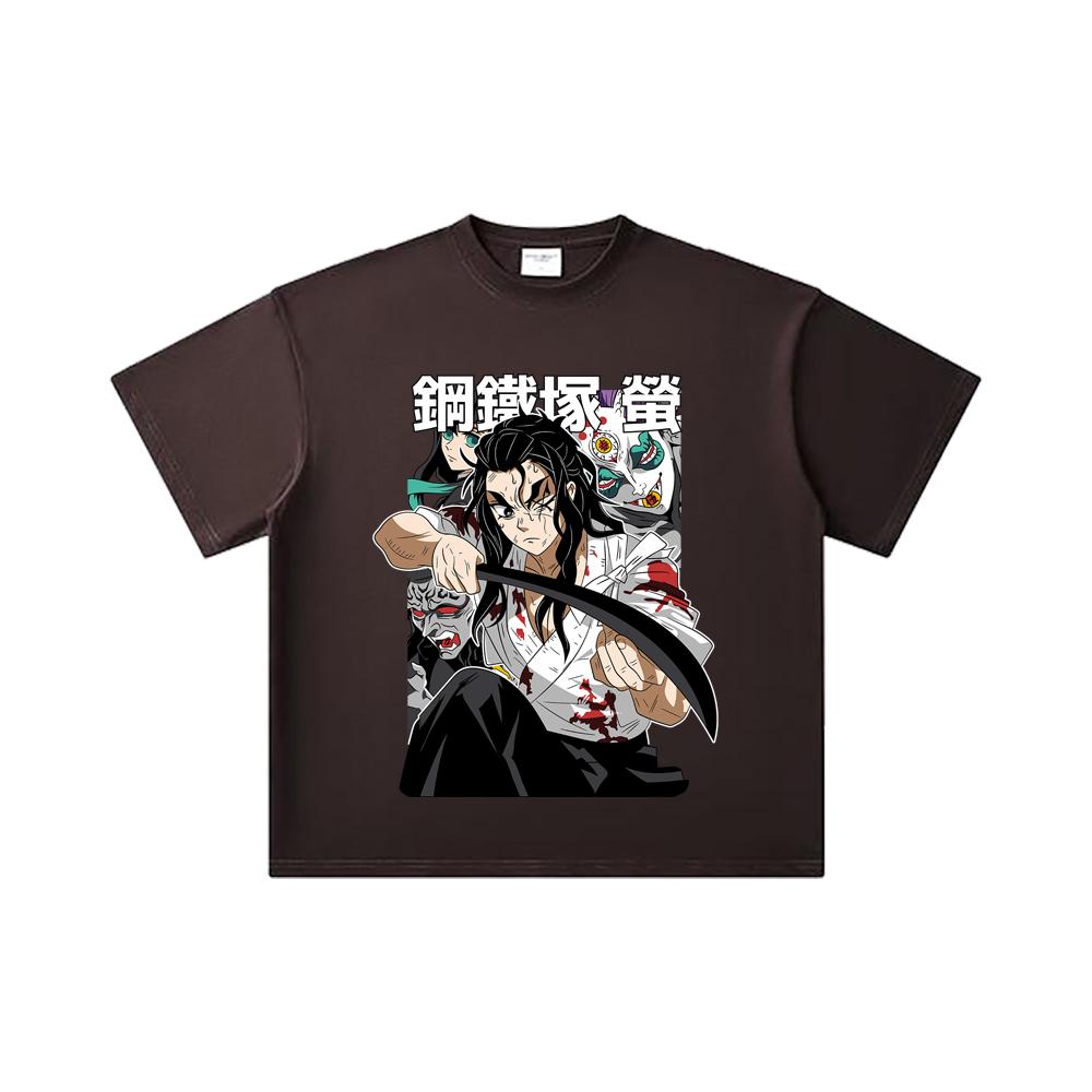 260 GSM Double Yarn 32 Count 100% Cotton Demon Slayer V27 Haganezuka Print Unisex Heavy Cotton T Shirt