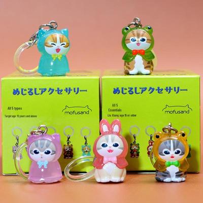 Pingente Caixa Surpresa Gato Fu Shan Di: Capa de Chuva Transparente, Lindo Pingente de Chaveiro Curativo para Celular/Carro