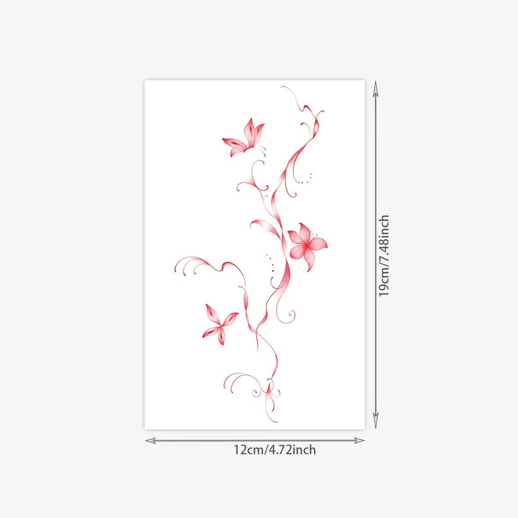 Sanfter Wind Rote Lilienranke Tattoo-Aufkleber Nische High-End Gefühl Langlebig Nicht-Reflektierend Taille und Bauch Aufkleber