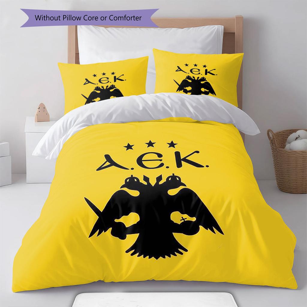 AEK Athens F.C Pattern Bedding,Quilt Set Quilt Cover Pillowcase Home Birthday Gift(1 * Duvet Cover + 2 * Pillowcase, Without Core)