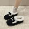 2025 winter new thick-soled bow velvet snow shoes fashionable versatile thickened fur integrated Northeast cotton shoes women
