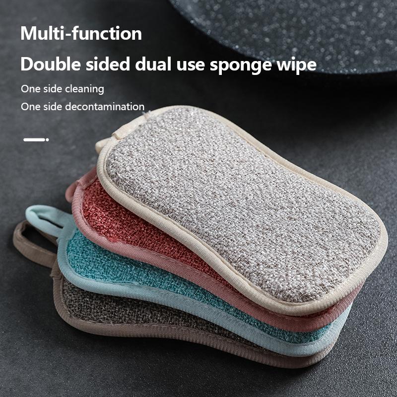 

5Pcs Super Absorbent Microfiber Double Sided Scrub Sponge For Dishwashing Kitchen Bathroom Clean Cloth Eraser зелёный