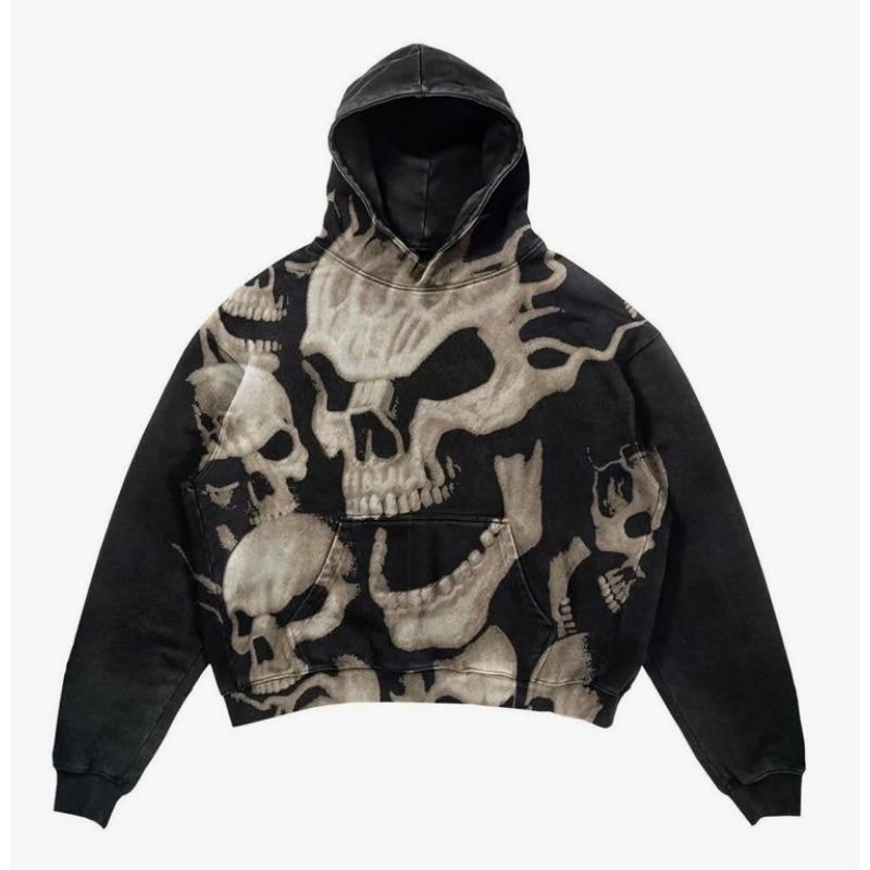 

Осень и Зима Мужская и Женская Толстовка с 3D-принтом с узором элемента ужаса черепа, Черный Повседневный Пуловер, Подходит для повседневной носки 4XL