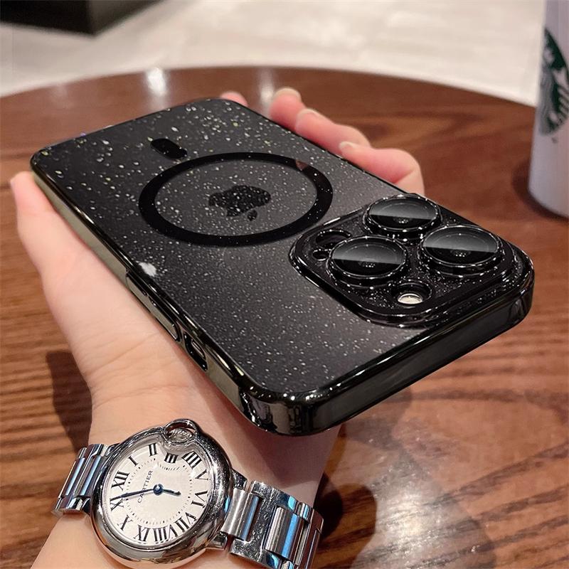 Luxury Plating Glitter For Magsafe Magnetic Wireless Charge Case For iPhone 16 15 14 Plus 13 12 Pro Max 11 Hard PC Thin Cover