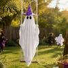 Ghost Decor with Hat Halloween Swing 2 Hats, Ornament LED Creepy String Light, Remote Control Glowing Hanging for Tree Porch Garden Swinging Pendant