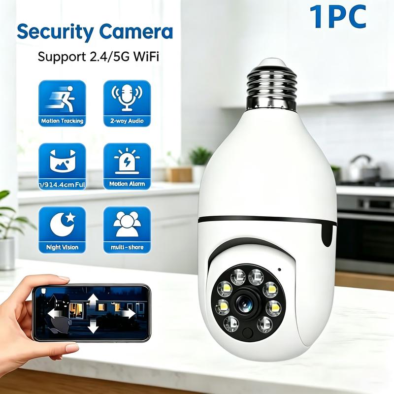 Wireless Bulb Camera with 2.4GHz WiFi Support 360° Panoramic HD Indoor Monitoring System Night Vision Dual Audio Mobil
